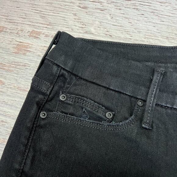 MOTHER Looker Ankle Fray Skinny Jeans SIZE 28 Guilty as Sin Black Distress Denim - Picture 6 of 15